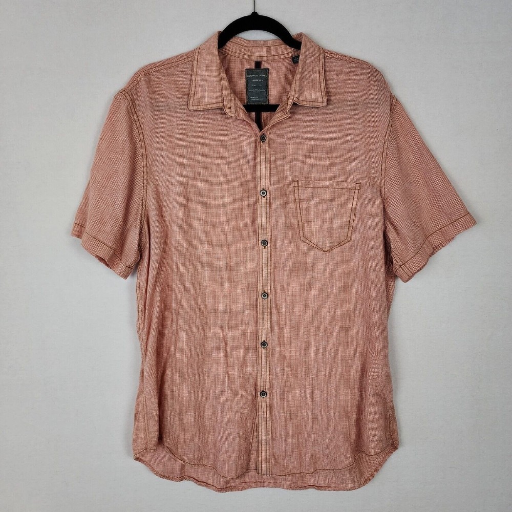 Cooper Jones Supply Linen Cotton Casual Button Down Rust Orange Size Large
